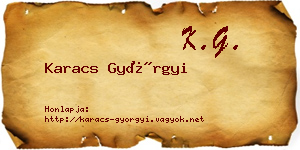 Karacs Györgyi névjegykártya