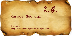 Karacs Györgyi névjegykártya